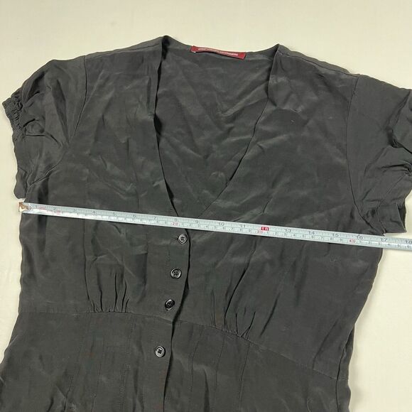 COMPTOIR DES COTONNIERS Dress Button Down V-Neck Black Classic Staple US XS - Picture 8 of 9